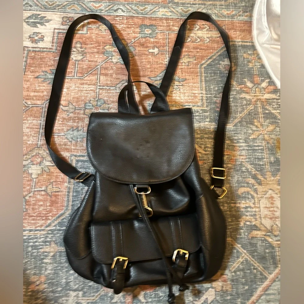 Black Leather Backpack